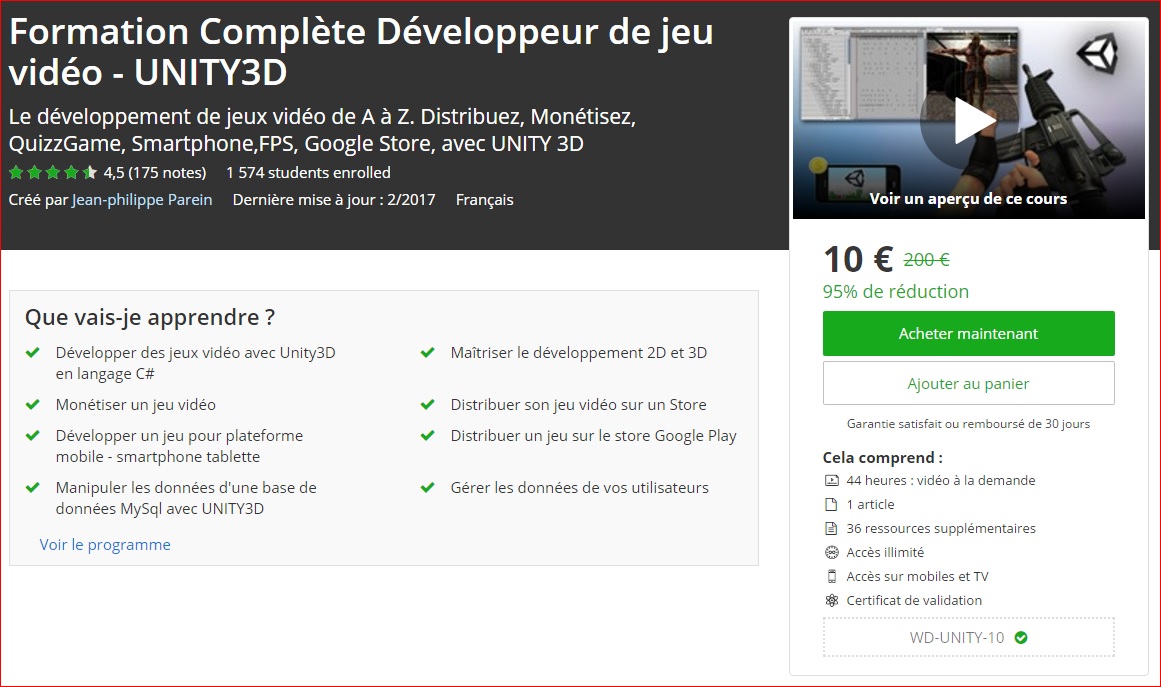 promo unity complet formation
