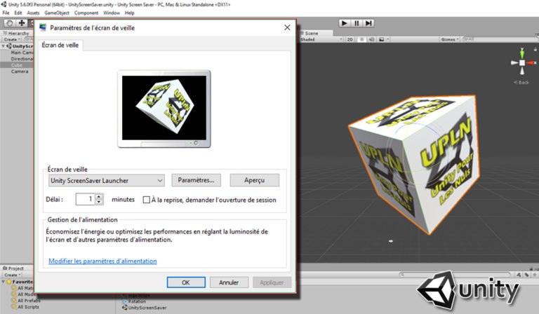 screensaver unity ecran de veille